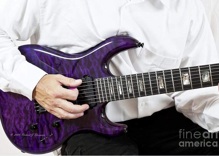 Guitar Greeting Card featuring the photograph Purple Guitar by Richard J Thompson 