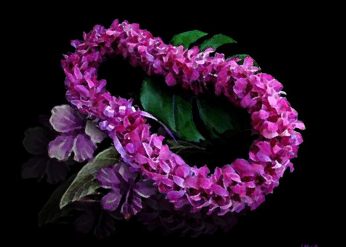 Lei Greeting Card featuring the digital art Purple Lei by J Marielle