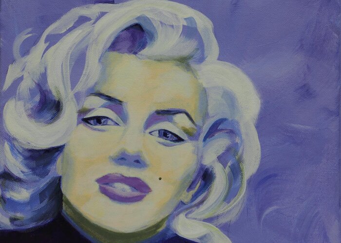 Hollywood Celebrity Greeting Card featuring the painting Purple Marilyn by Kathleen Irvine