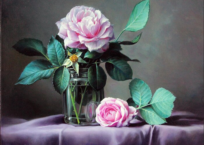 Frence Roses Greeting Card featuring the painting Purple Morning by Pieter Wagemans