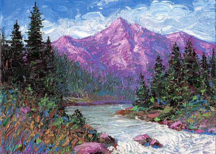 Mountains Greeting Card featuring the painting Purple Mountain Majesty by Norman Engel