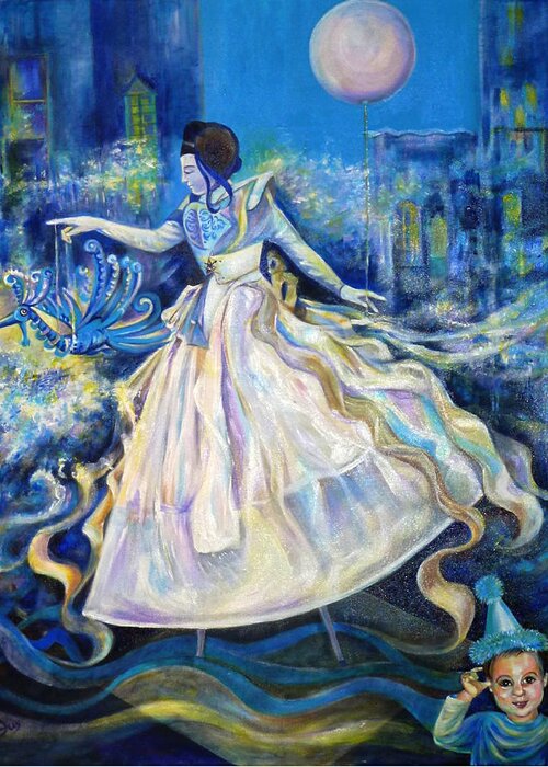 Fantasy Greeting Card featuring the painting Pursuit of Happiness by Anna Duyunova