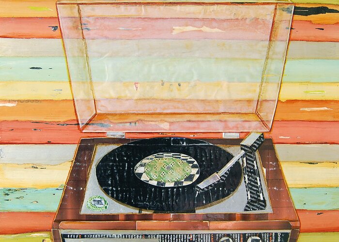 Record Player Greeting Card featuring the mixed media Put a Needle On the Record by Danny Phillips