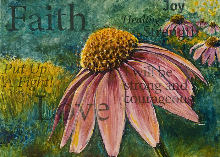 Coneflower Greeting Card featuring the painting Put Up A Fight by Lisa Jaworski