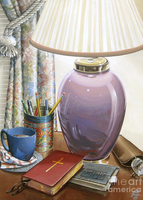 Still Life Greeting Card featuring the painting Quality Time by Bob George