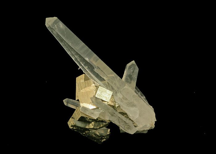 Quartz Greeting Card featuring the photograph Quartz And Pyrite Crystals by Science Stock Photography/science Photo Library
