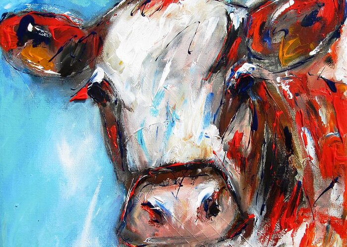 Cow Greeting Card featuring the painting Click On Smaller Images Under Large Cow To See Some Of My Paintings And Prints Of Galway by Mary Cahalan Lee - aka PIXI