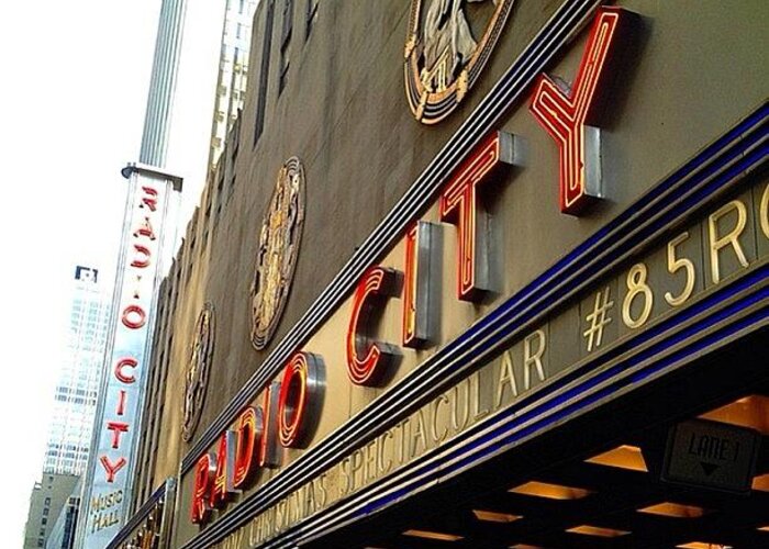 Urban Greeting Card featuring the photograph Radio City Music Hall
nickname show by Miki Torres