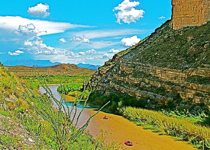 Rafting In Santa Elena Canyon Greeting Card featuring the photograph Rafting in Santa Elena Canyon in Big Bend National Park-Texas by Ruth Hager