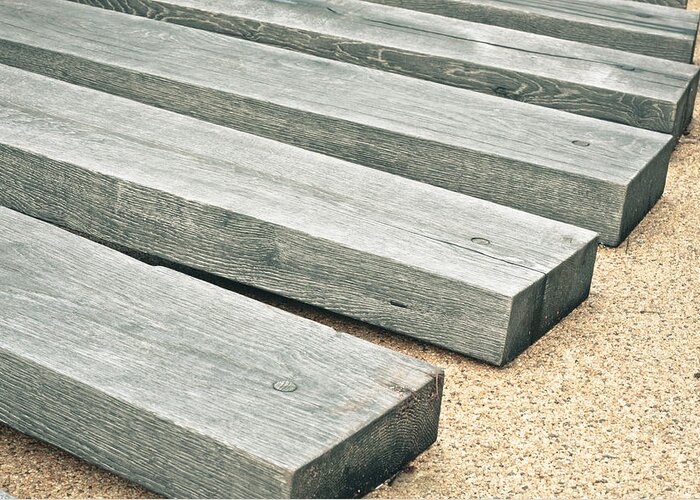 Backgrounds Greeting Card featuring the photograph Railway sleepers by Tom Gowanlock