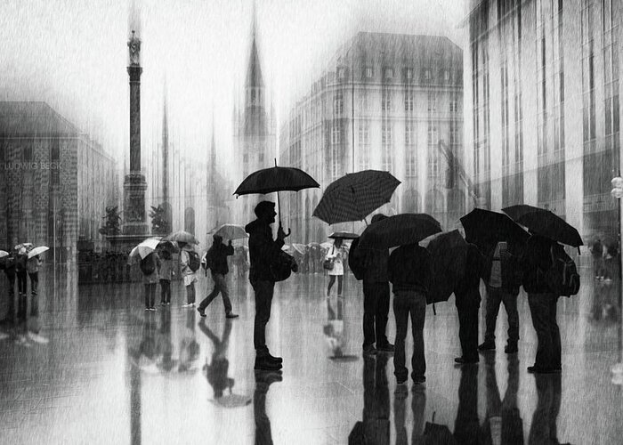 Munich Greeting Card featuring the photograph Rain In Munich by Roswitha Schleicher-schwarz