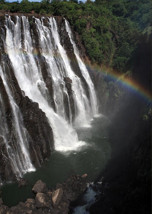 Victoria Falls Greeting Card featuring the photograph Rainbow At Victoria Falls by Aidan Moran