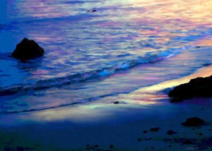 Rainbow Beach Greeting Card featuring the painting Rainbow Beach Sunset Reflections by Stephen Jorgensen