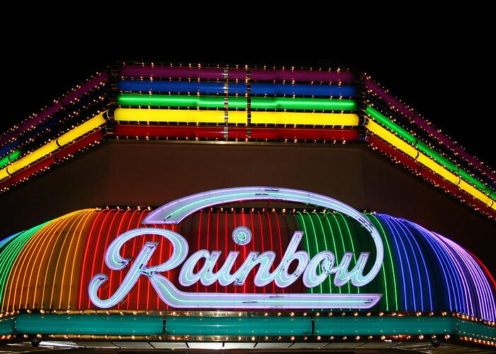Neon Greeting Card featuring the photograph Rainbow Club Neon by Douglas Miller