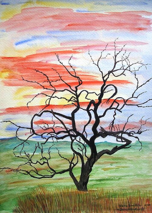  Landscape Greeting Card featuring the painting Rainbow Mesquite by Vera Smith