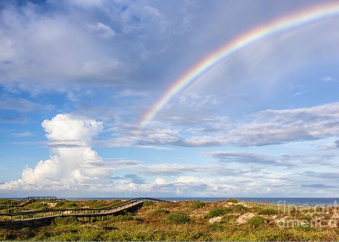 Rainbow Greeting Card featuring the photograph Rainbow over Amelia Fernandina Beach Florida by Dawna Moore Photography