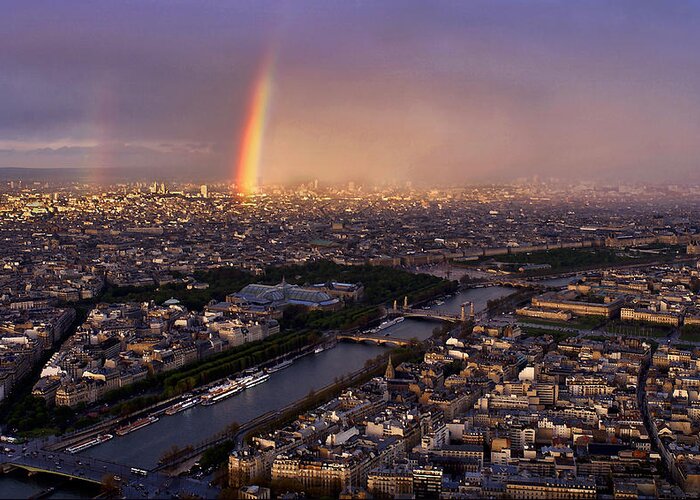 Eiffel Tower Greeting Card featuring the photograph Rainbow Over Paris by Steve White