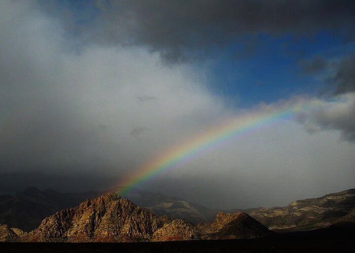 Rainbow Greeting Card featuring the photograph Rainbow Over Red Rock Canyon by Alan Socolik