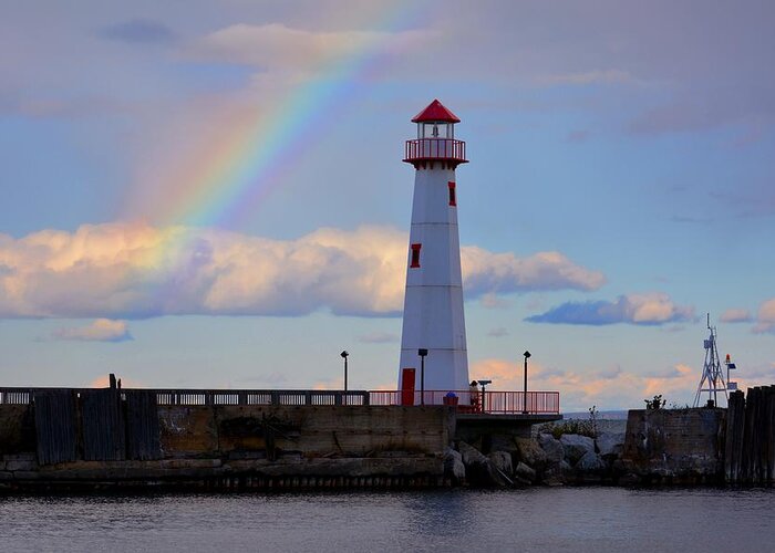 Rainbow Greeting Card featuring the photograph Rainbow Over Watwatam Light by Keith Stokes