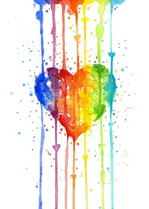 Heart Greeting Card featuring the painting Rainbow Watercolor Heart by Olga Shvartsur