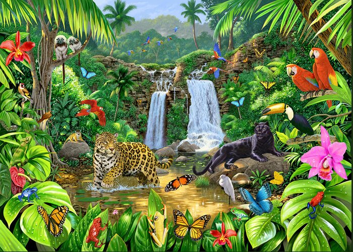 Animal Greeting Card featuring the photograph Rainforest Harmony Variant 1 by MGL Meiklejohn Graphics Licensing