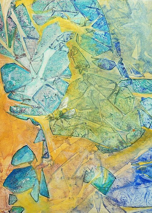 Abstract Greeting Card featuring the painting Rainforest Sunlight - Cropped by Arlissa Vaughn