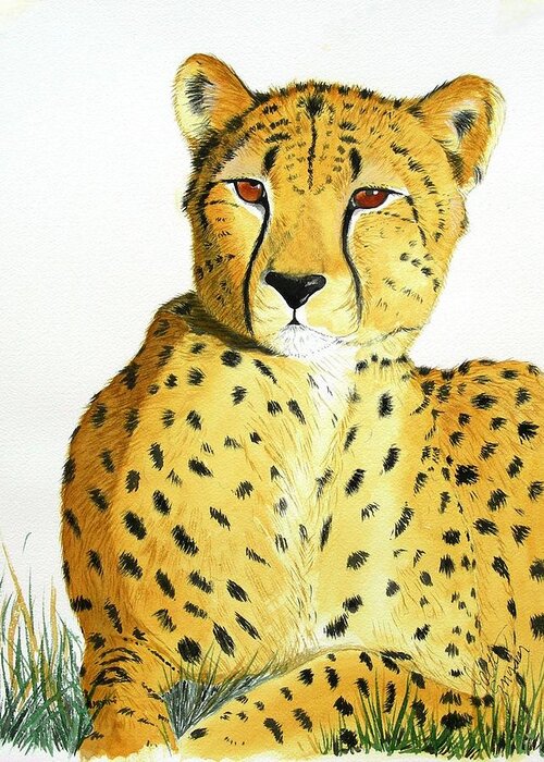 Wildlife Prints Greeting Card featuring the painting Rajah by Joette Snyder