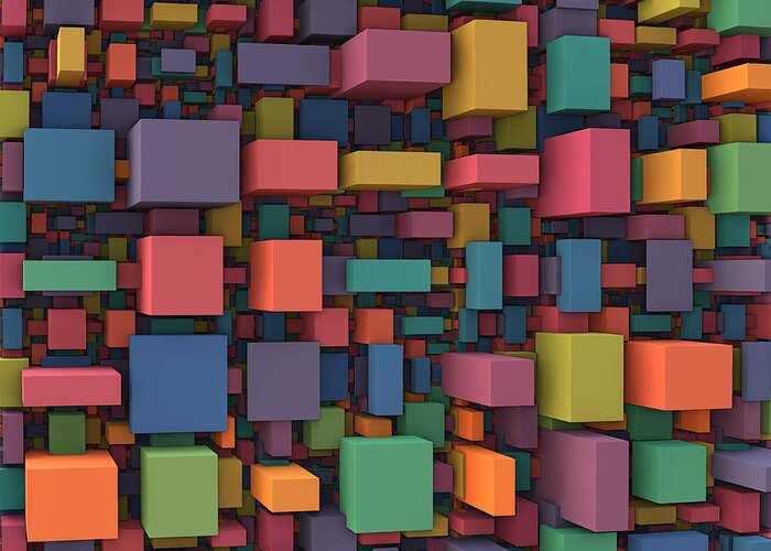 Cubes Greeting Card featuring the digital art Random Cubes by Lyle Hatch