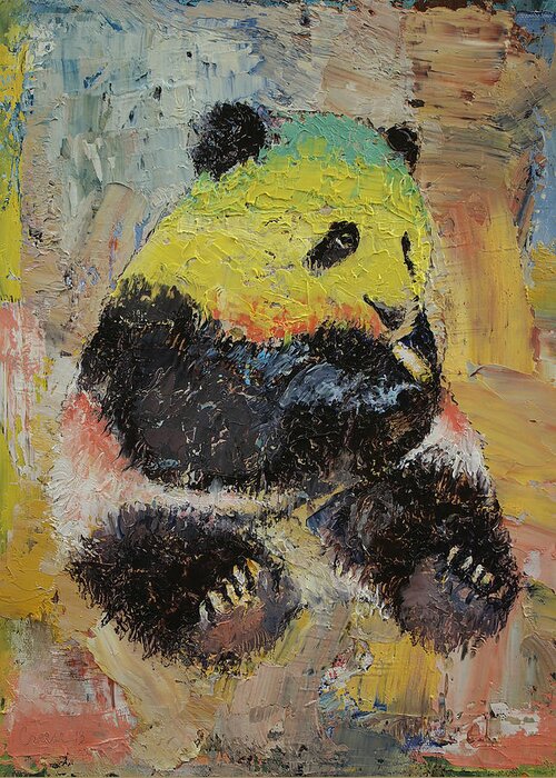 Panda Greeting Card featuring the painting Rasta Panda by Michael Creese