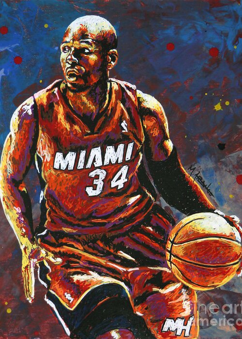 Ray Greeting Card featuring the painting Ray Allen by Maria Arango