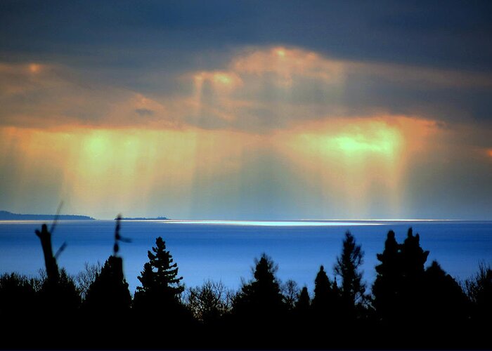 Lake Superior Greeting Card featuring the photograph Rays Of Light by Jeremiah John McBride