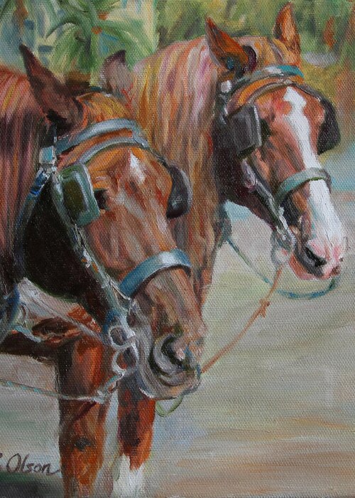 Horses Greeting Card featuring the painting Ready For The Tour by Emily Olson