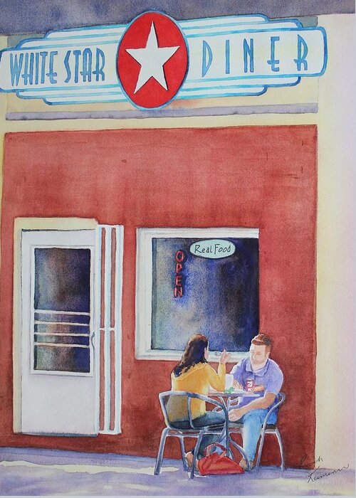 Diner Greeting Card featuring the painting Real Food by Ruth Kamenev