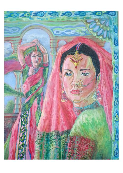 India Greeting Card featuring the painting Red and Green by Suzanne Silvir