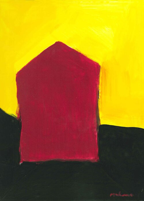 Landscape Greeting Card featuring the painting Red ArtHouse by Carrie MaKenna