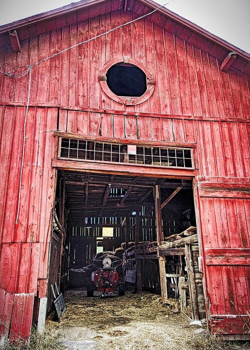 Wooden Red Barn Greeting Card featuring the photograph Red Barn by Joan Reese