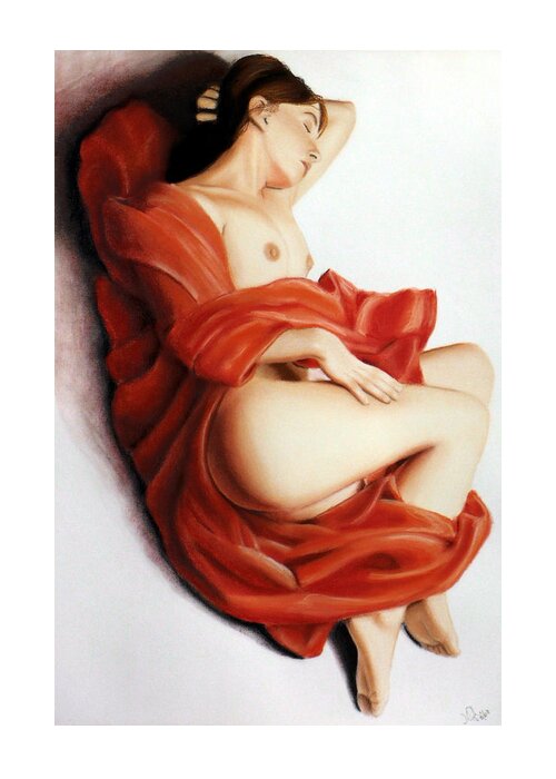Joe Ogle Greeting Card featuring the pastel Red Blanket by Joseph Ogle