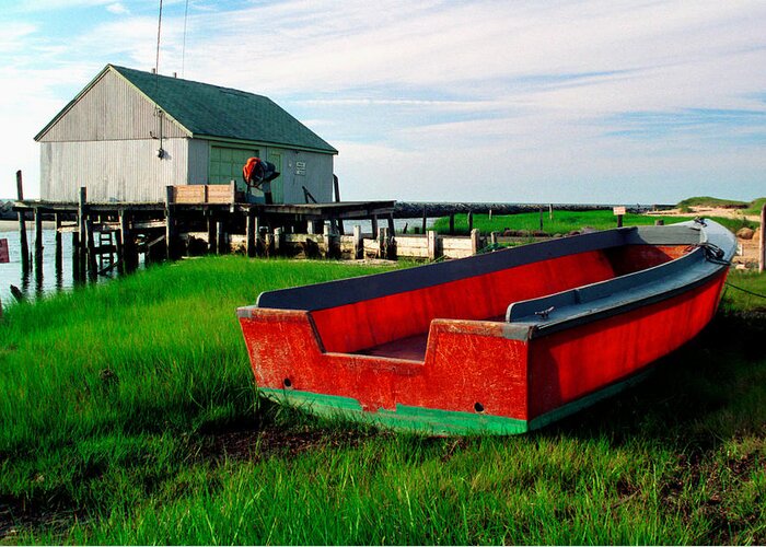 Cape Cod Greeting Card featuring the photograph Red Boat by Ken Stampfer