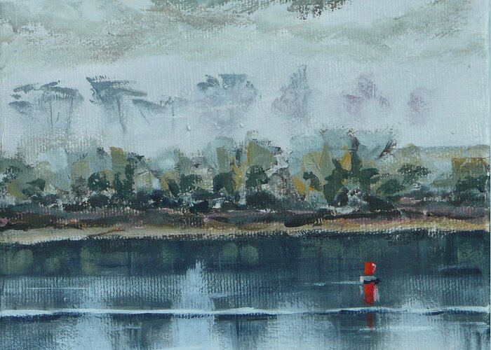 River Greeting Card featuring the painting Red Buoy by Jo Appleby