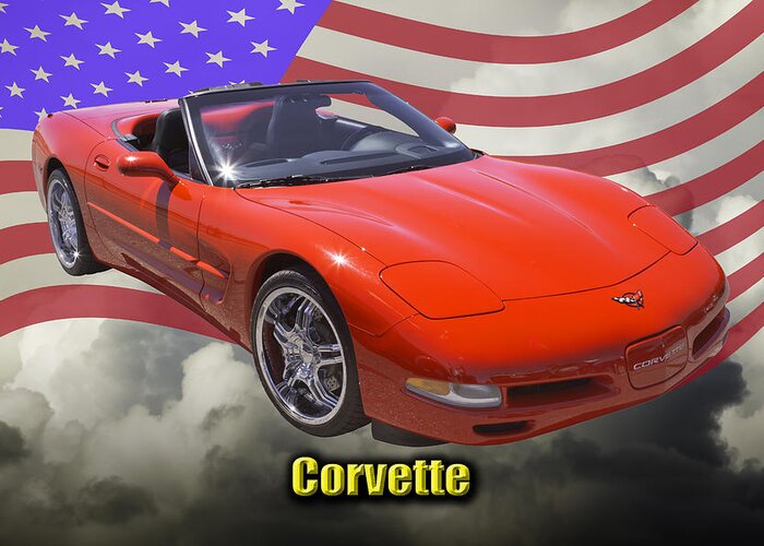 Vehicle Greeting Card featuring the photograph Red C5 Corvette convertible Muscle Car by Keith Webber Jr