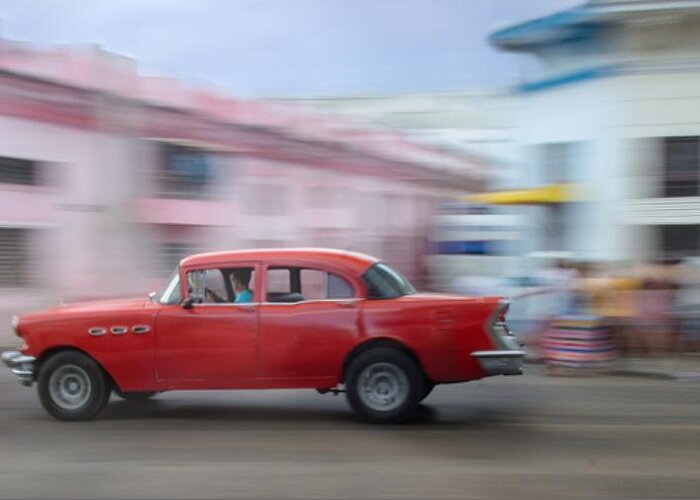 Old Car Greeting Card featuring the photograph Red Car Havana Cuba by Victoria Porter