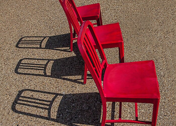 Red Chairs Greeting Card featuring the photograph Red Chairs by Shirley Mangini