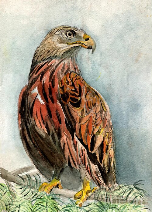 Eagle Greeting Card featuring the painting Red Eagle by Genevieve Esson