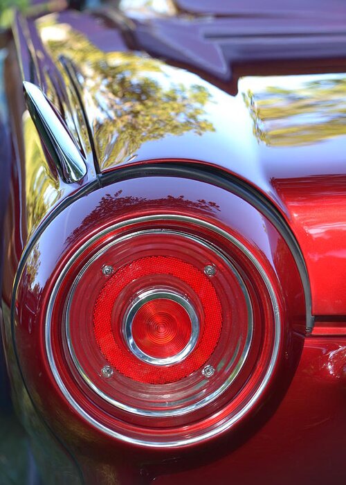 Red Greeting Card featuring the photograph Red Ford Tailight by Dean Ferreira
