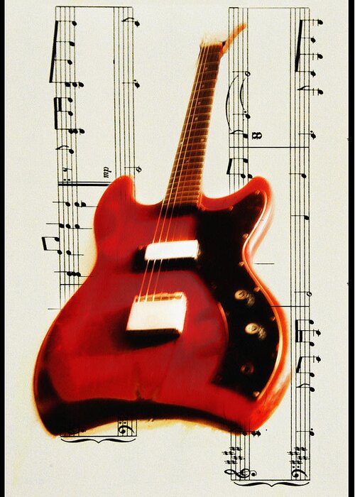 Red Greeting Card featuring the photograph Red Guitar by Bill Cannon