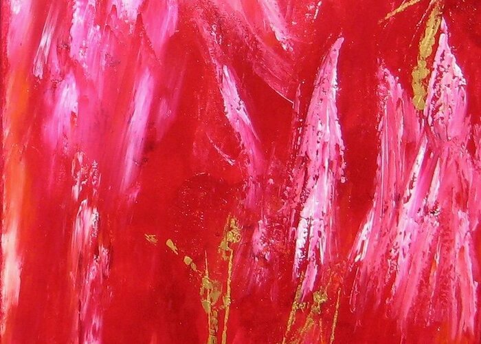 Abstract Greeting Card featuring the painting Red light by Susanne Baumann