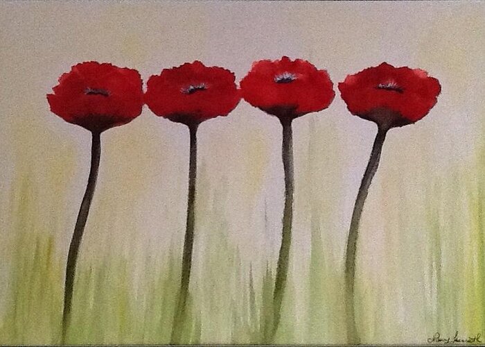 Flowers Greeting Card featuring the painting Red Poppies by Nancy Hanrath