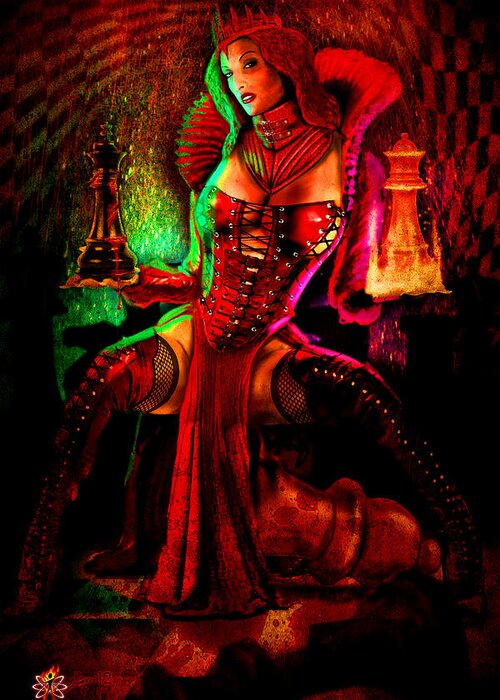 Pinups Greeting Card featuring the digital art Red Queen by Doug Schramm