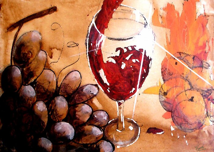 Wine Greeting Card featuring the painting Red red wine by Marcello Cicchini