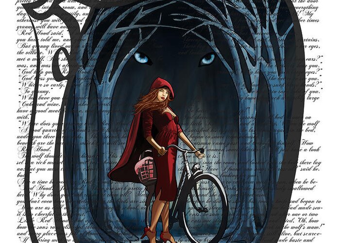 Red Greeting Card featuring the digital art Red Riding Hood by Sassan Filsoof